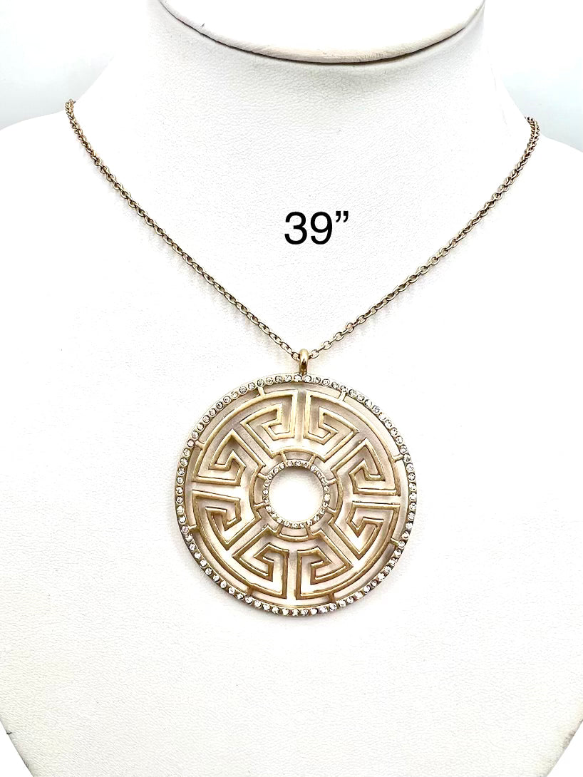 Rhinestone Medallion Tribal Necklace