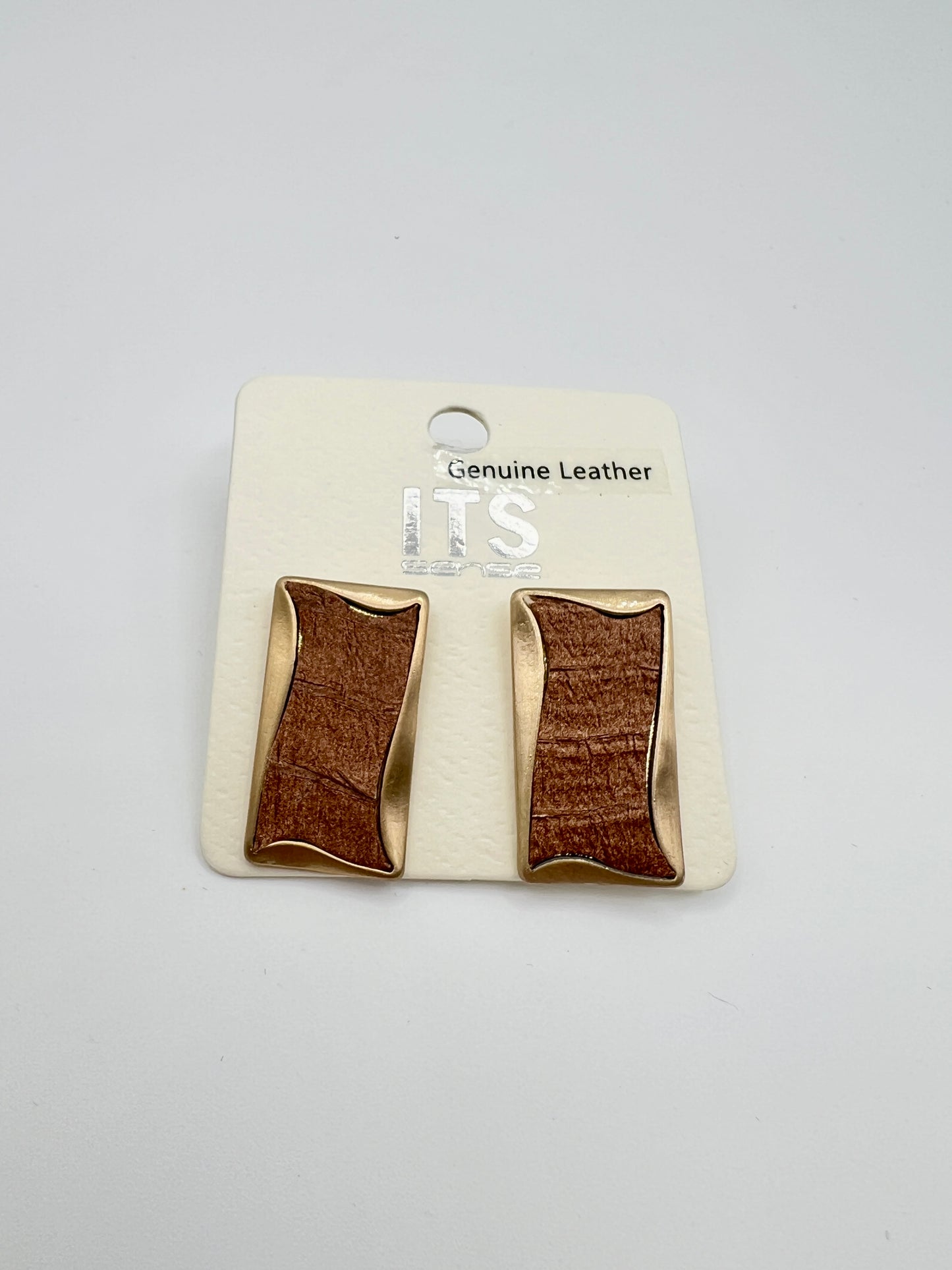 Leather Snakeskin Style Rectangle Earrings