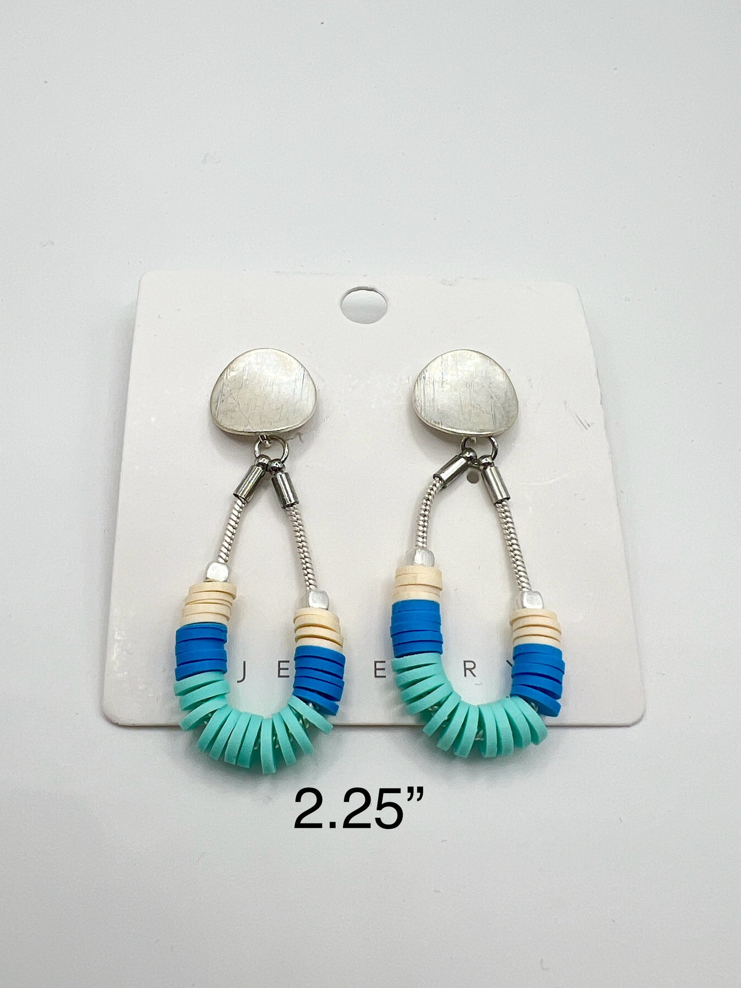 Silver and Two-Tone Blue Clay Earrings