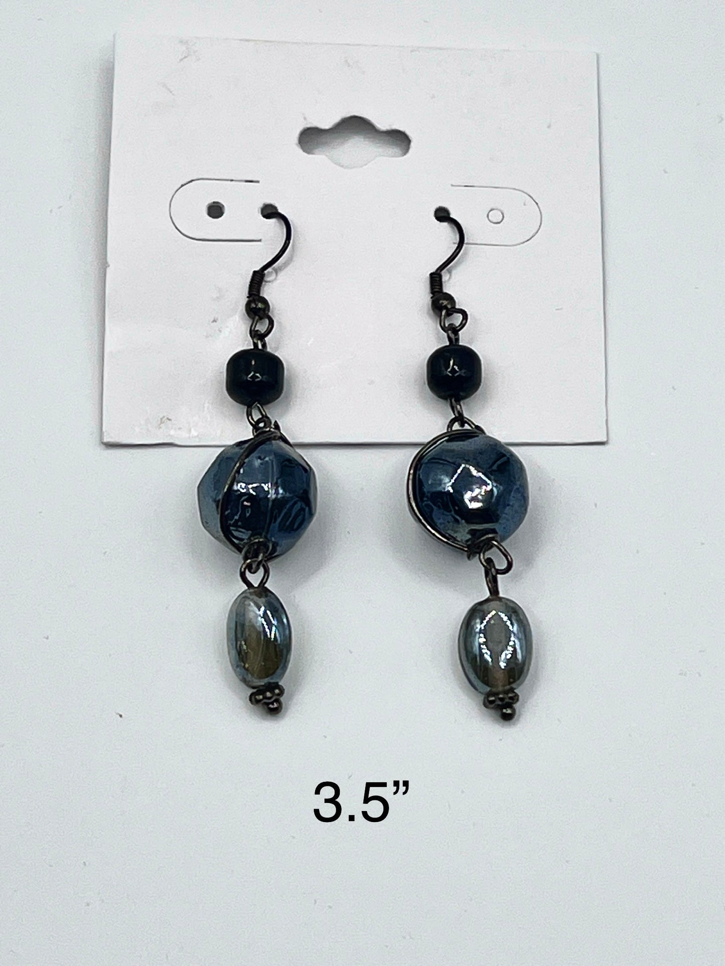 Shiny Beaded Blue Orb Dangle Earring