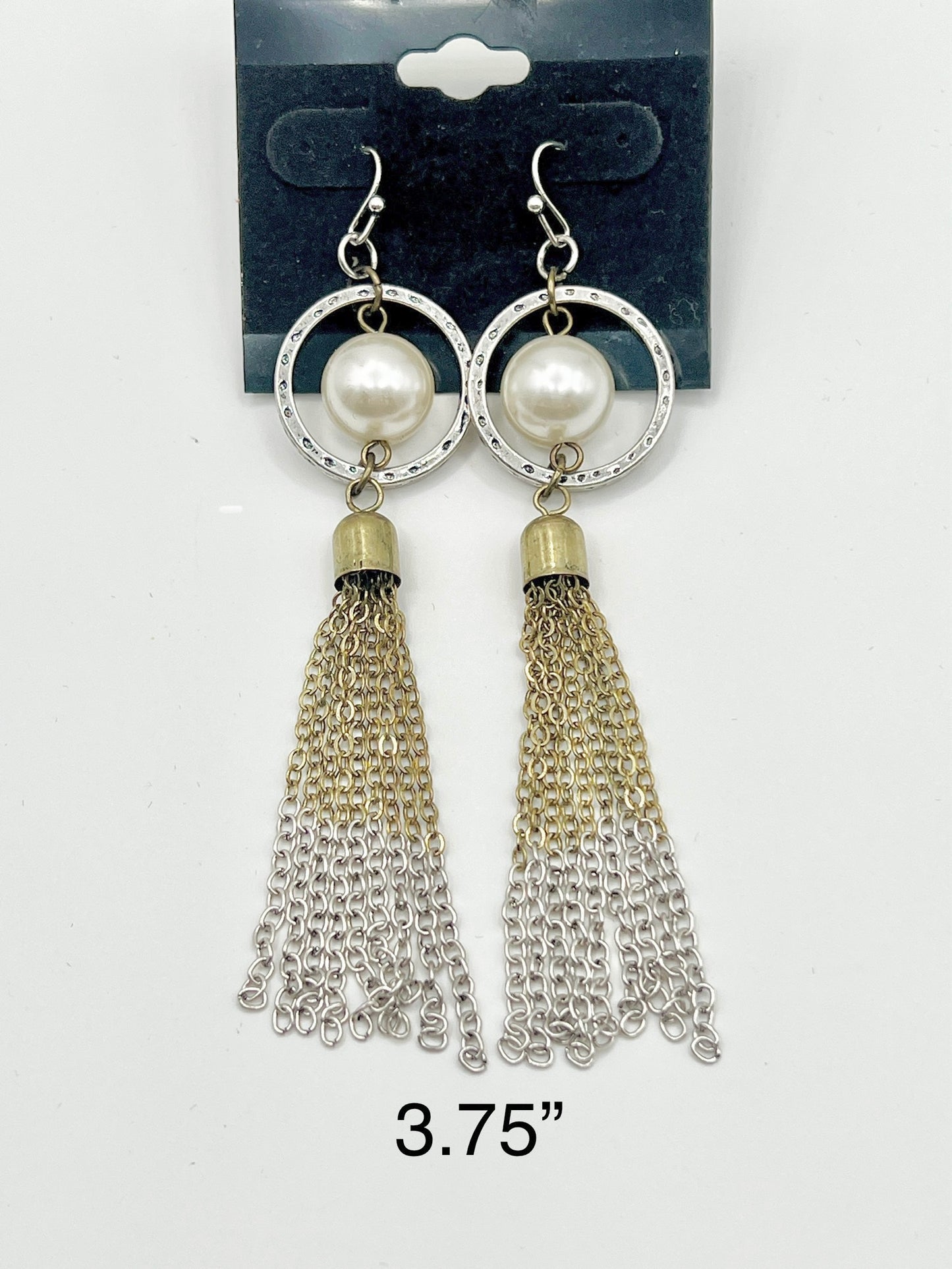 Classy Gold & Silver Pearl Style Dangle Earring