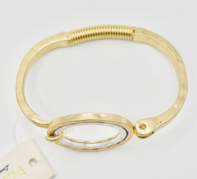 Hammered Metal Two-Tone Circle Bracelet