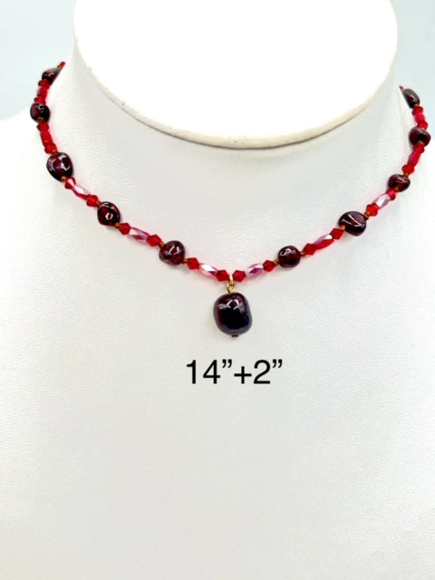 Red Agate Natural Semi-Precious Stone Necklace