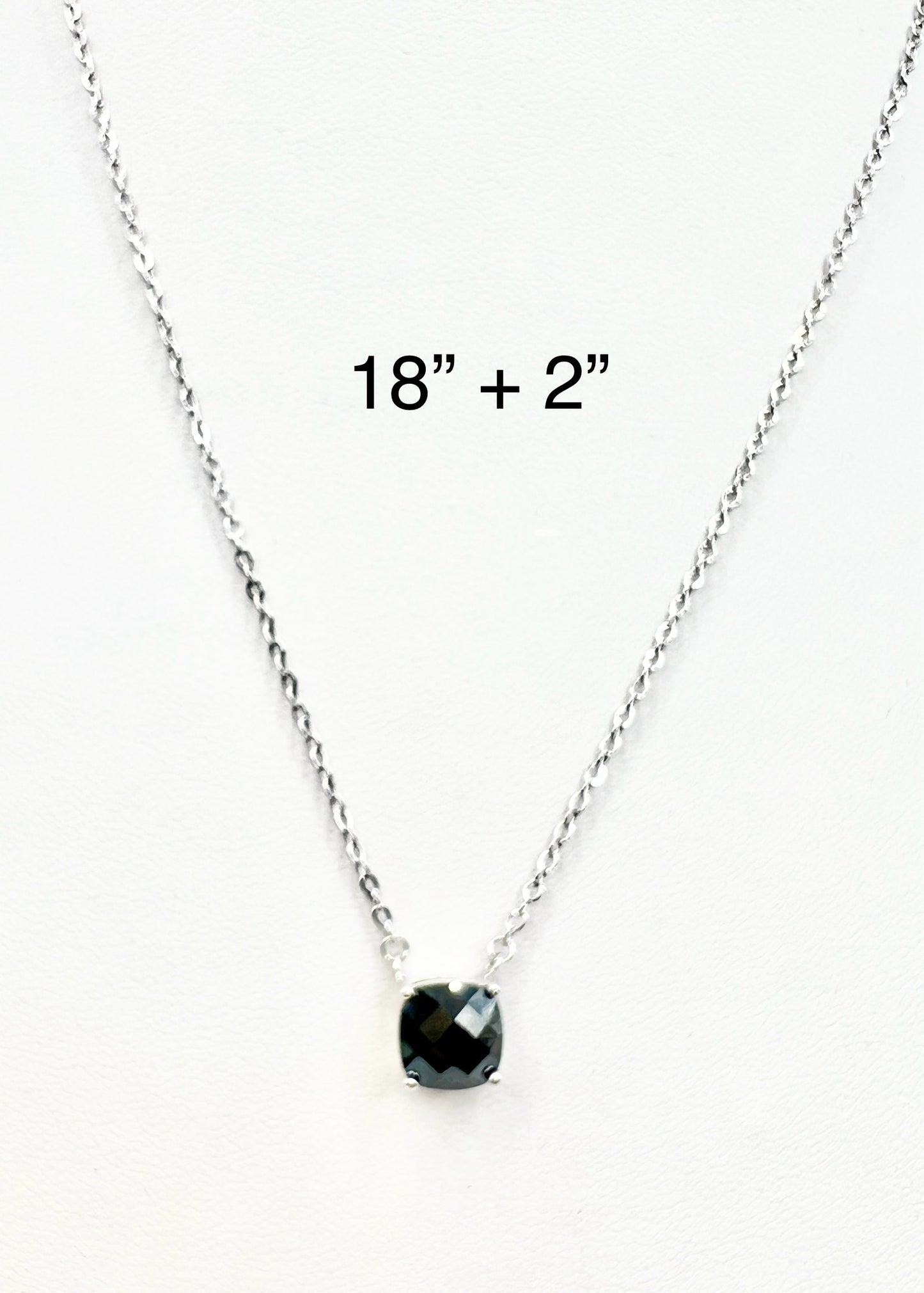 Black Cubic Zirconia Cushion Cut Stone Pendant on Silver