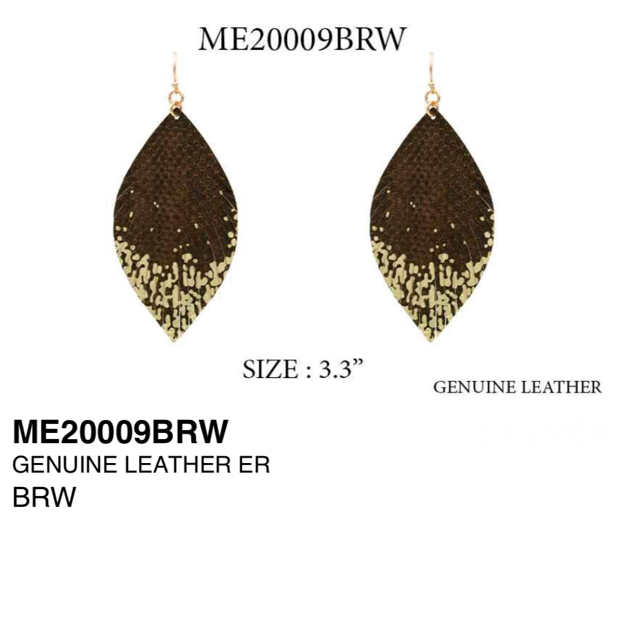 Genuine Leather Embossed Snakeskin Earrings